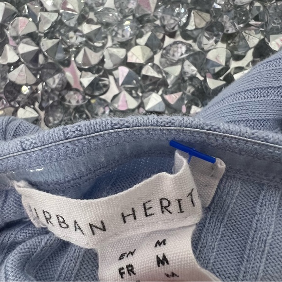 Urban heritage strapless tube top bodysuit baby blue cotton candy ribbed bow tie - Picture 3 of 6